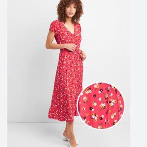 Floral Print Midi Wrap Dress